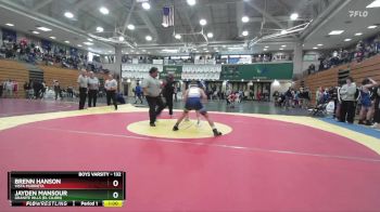 132 lbs Cons. Round 4 - Jayden Mansour, Granite Hills (El Cajon) vs Brenn Hanson, Vista Murrieta