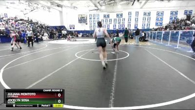 125 lbs Champ. Round 3 - Juliana Montoto, La Cañada vs Jocelyn Sosa, Schurr