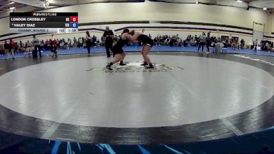 160 lbs Champ. Round 2 - London Crossley, Rochester Christian vs Haley Diaz, Indiana Tech University