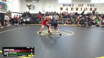 25 lbs Round 1 - Lohen Tank, New Hampton/Turkey Valley vs Gage Matthias, Denver