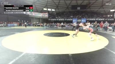 Boys 1B/2B 215 Champ. Round 1 - Blake Chuckelnaskit, Lake Roosevelt vs Mathew Martin, Toledo