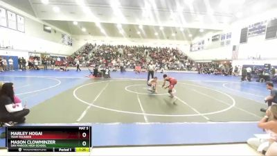 126 lbs Champ. Round 1 - Mason Clowminzer, San Marcos High School vs Marley Hogai, Team Thunder