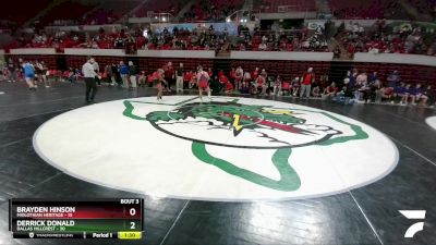 150 lbs Placement (4 Team) - Brayden Hinson, Midlothian Heritage vs Derrick Donald, Dallas Hillcrest