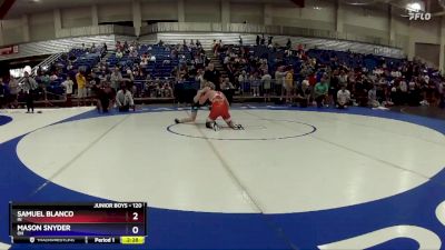 120 lbs Cons. Round 2 - Samuel Blanco, IN vs Mason Snyder, OH