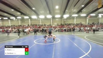 57 lbs Semifinal - Kruizemen Myers, Colorado Outlaws vs Kaius Cordova, Stout Wr Acd