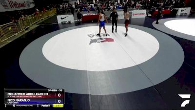 70 lbs Quarterfinal - Mohammed Abdulkareem, S. K. Golden Boys Wrestling Club vs Nico Naranjo, California