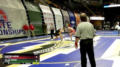 150 Class 1 lbs Cons. Round 2 - Kyler Simon, Lathrop vs Carter Harms, Maysville