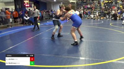 210 lbs Quarterfinal - Liam Jordan, Pine-Richland vs Ace McElravy, Ragin Raisins