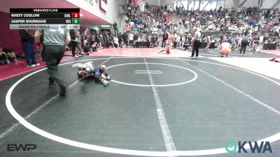 64 lbs Quarterfinal - Rhett Coslow, Coalgate Wildcat Wrestling Club vs Jasper Shuemake, Viking Wrestling Club