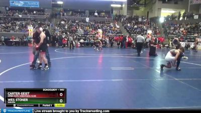 140 lbs Cons. Round 1 - Wes Stoner, Wrath vs Carter Geist, Open Mats Wrestling Club