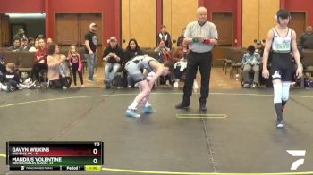 113 lbs Round 2 (4 Team) - Mandius Volentine, Untouchables Black vs Gavyn Wilkins, Bad Bass WC