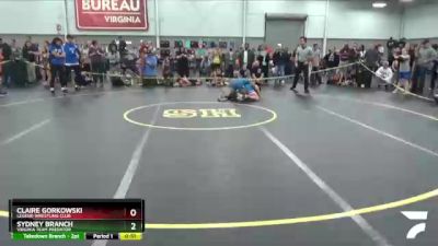 95-97 lbs Round 1 - Claire Gorkowski, Legend Wrestling Club vs Sydney Branch, Virginia Team Predator