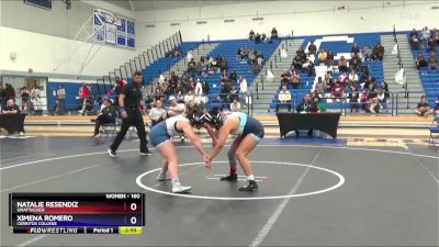 160 lbs 5th Place Match - Natalie Resendiz, Unattached vs Ximena Romero, Cerritos College