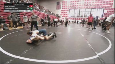 106 lbs Semifinal - Hunter Lugo, Liberty Warrior Wrestling Club vs Asher Richards, Texas Select Wrestling