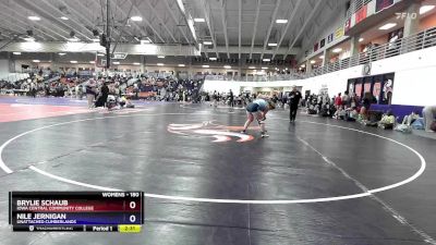 180 lbs Cons. Round 4 - Nile Jernigan, Unattached Cumberlands vs Brylie Schaub, Iowa Central Community College