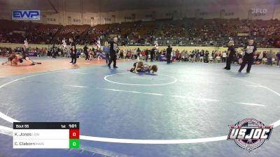 86 lbs Quarterfinal - Kaylor Jones, Lions Wrestling Academy vs Colton Claborn, Marlow Outlaws