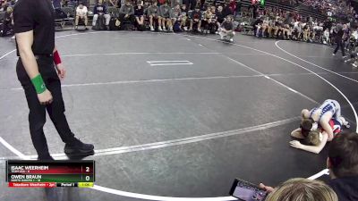 95 lbs Quarterfinals (8 Team) - Owen Braun, North Dakota 1 vs Isaac Weerheim, Team USA