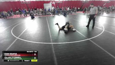 120 lbs Cons. Round 4 - Evan Sigafus, Warrior Youth Wrestling vs Cillian O`Connell, CrassTrained: Weigh In Club