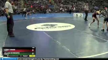 100 lbs Quarterfinal - Codey Irwin, Minot vs Jillian Schwartz, Mandan