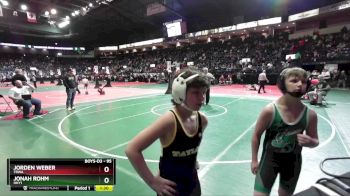 95 lbs Champ. Round 1 - Jonah Rohm, HHY1 vs Jorden Weber, TRWA