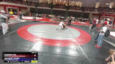 120 lbs Cons. Round 3 - Connor Cox, Ponca City High School Wrestling vs Raykeon Young, Cache Wrestling Club