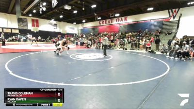 175 lbs Champ. Round 2 - Travis Coleman, Paloma Valley vs Ryan Kaven, Millikan