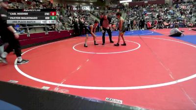 90 lbs 3rd Place Match - Cael Hoover, Springdale Youth Wrestling Club vs Paxton Maldonado, Mighty Bluebirds Wrestling