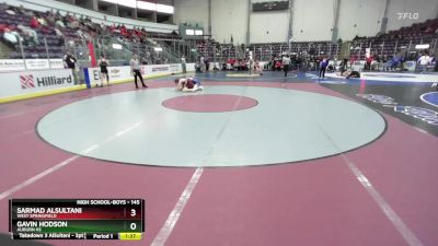 145 lbs Champ. Round 2 - Gavin Hodson, Auburn HS vs Sarmad AlSultani, West Springfield