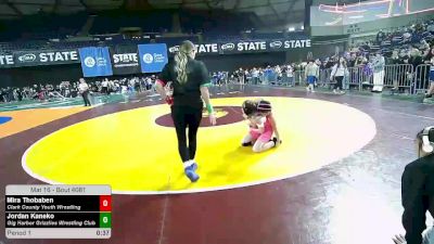 100 lbs Champ. Rd Of 16 - Mira Thobaben, Clark County Youth Wrestling vs Jordan Kaneko, Gig Harbor Grizzlies Wrestling Club