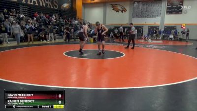 150 lbs Cons. Round 2 - Gavin McEleney, Iowa City, Liberty vs Kainen Benedict, Waterloo West