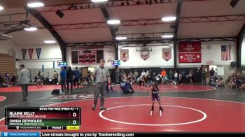 1 lbs Cons. Round 1 - Blaine Kelly, Keokuk Kids Wrestling Club vs Owen Reynolds, Mediapolis Wrestling Club