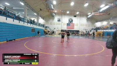 151-164 lbs Round 3 - August Sanchez, Riverton Middle School vs Jordan Mangus, Lovell Middle School