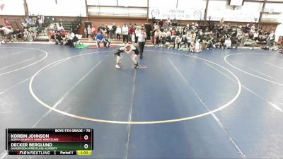 70 lbs Cons. Round 3 - Decker Berglund, Sanderson Wrestling Academy vs Korbin Johnson, North Sanpete Hawk Wrestling