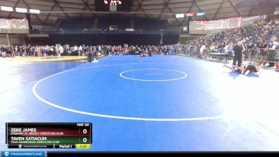 120 lbs Champ. Round 1 - Zeke James, Hoquiam Jr. Grizzly Wrestling Club vs Taven Satiacum, Team Aggression Wrestling Club