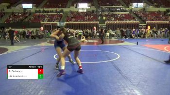 137 lbs Quarterfinal - Nevaeh Grunhuvd, Mine Yard Dogs Wrestling Club vs Emily Zachary, Montana Disciples