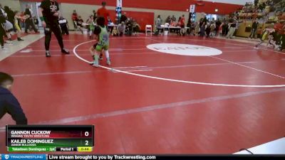 53-58 lbs Round 1 - Kaileb Dominguez, Junior Bulldogs vs Gannon Cuckow, Wiggins Youth Wrestling