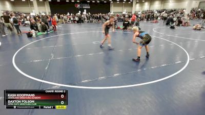 115 lbs Champ. Round 2 - Kash Koopmans, Siouxland Wrestling Academy vs Daxton Folsom, Open Mats Wrestling Club