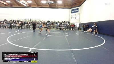 180 lbs Quarterfinal - Lillian Gradillas-Flores, Southern Oregon University vs Nikita Dhaliwal, Unattached