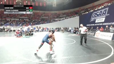 6A Boys 144 lbs Champ. Round 1 - Sadat Clowers, Cleveland Boys vs Arjun Unni, Westview Boys