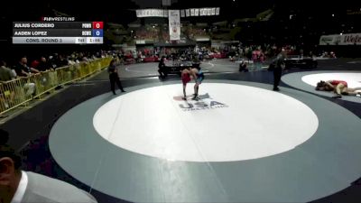 92 lbs Cons. Round 3 - Julius Cordero, Poway Wrestling vs Aaden Lopez, Daniel Cormier Wrestling Club