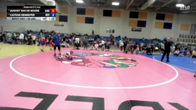 49 lbs Quarters - August Van De Moere, Emmett Freestyle Wrestling Club vs Cayson Hennefer, Declo Stingers