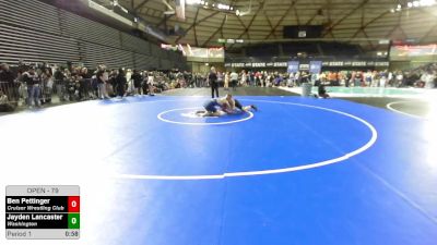 79 lbs Quarters - Ben Pettinger, Cruiser Wrestling Club vs Jayden Lancaster, Washington