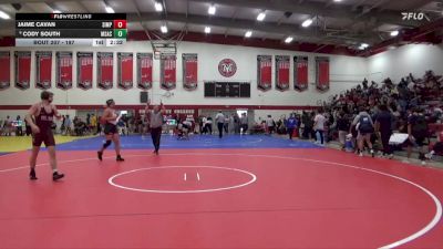 197 lbs Champ. Round 2 - Jaime Cavan, Simpson University vs Cody South, Mt San Antonio Community College