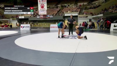 Cadet Boys Lower - 120 lbs Champ. Round 1 - Issac Arismendez, Frontier High School Wrestling vs Hayden Klein, La Costa Canyon High School Wrestling