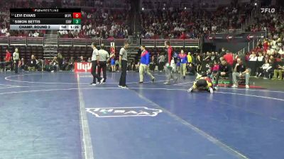 2A-120 lbs Champ. Round 2 - Simon Bettis, Eddyville-Blakesburg-Fremont vs Levi Evans, Mount Pleasant