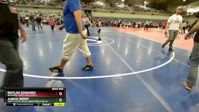 100 lbs Champ. Round 1 - Rhylan Edwards, Bulldogs Wrestling Club-A vs Aaron Berry, West Platte Youth Wrestling Club-AA