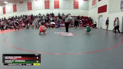 130 lbs 3rd Place Match - Leannah Swiger, Akron Springfield vs Berkeley Craddock, Cloverleaf