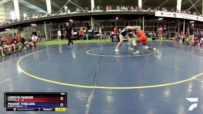 130 lbs Round 3 (6 Team) - Jordyn Parker, Texas Blue vs Maggie Thielges, North Dakota