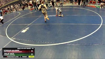 76 lbs Cons. Round 2 - Kynzlee Halgren, Iron County Wrestling Academy vs Welby Pack, Cougars Wrestling