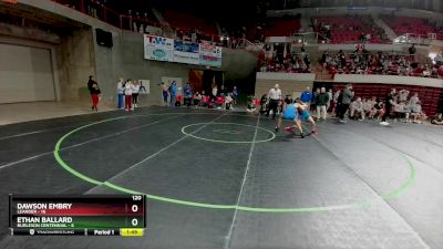 120 lbs Quarters & 1st Wb (16 Team) - Dawson Embry, Leander vs Ethan Ballard, Burleson Centennial